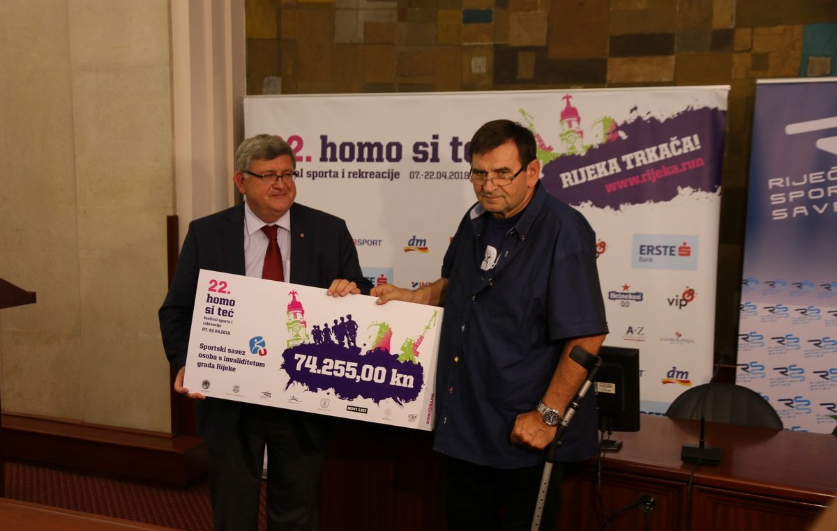 Uručena donacija prikupljena tijekom festivala Homo si teć: Za sportsku opremu invalida 75 tisuća kuna @ Rijeka