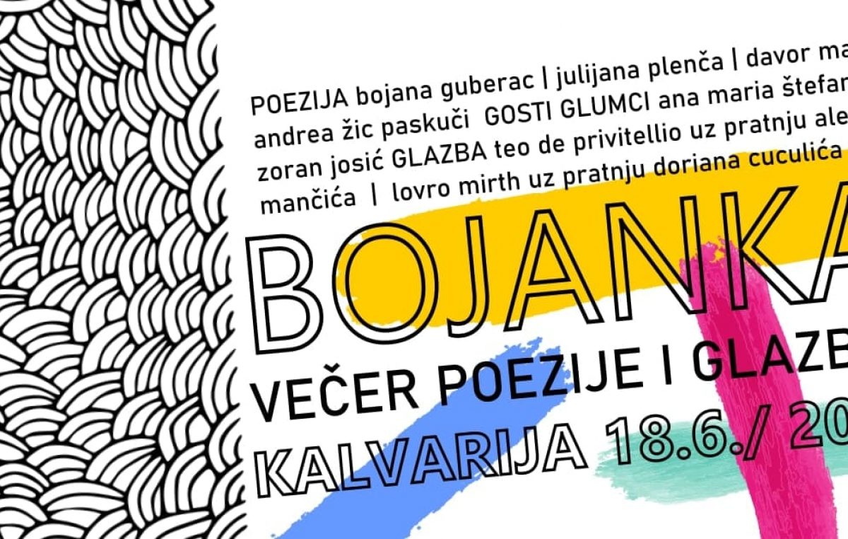 Bojanka – Večer poezije i glazbe koja slavi različitost održava se sutra na Kalvariji